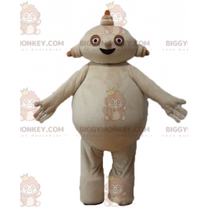 BIGGYMONKEY™ Big Fat Chubby And Smiling Beige Man Mascot
