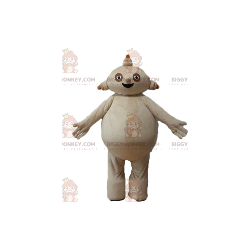 BIGGYMONKEY™ Big Fat Chubby And Smiling Beige Man Mascot