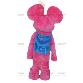 Vaaleanpunainen norsu BIGGYMONKEY™ maskottiasu sinisellä laukkulla - Elefantti-maskotit - BIGGYMONKEY_03627 - BiggyMonkey.com