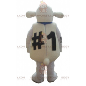 Very funny and original big white sheep BIGGYMONKEY™ mascot