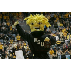 BIGGYMONKEY™ Mascot Costume Yellow Man With Black Sportswear -