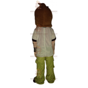BIGGYMONKEY™ Tonårspojke Grön outfit Maskotdräkt Svart & Vit -