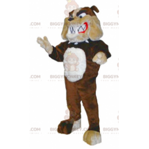Brun beige och vit bulldogg BIGGYMONKEY™ maskotdräkt -