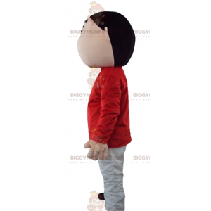 Jugendjunge BIGGYMONKEY™ Maskottchenkostüm in rot-grauem Outfit