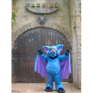 Blauw, paars en zwarte vleermuis BIGGYMONKEY™ mascottekostuum -