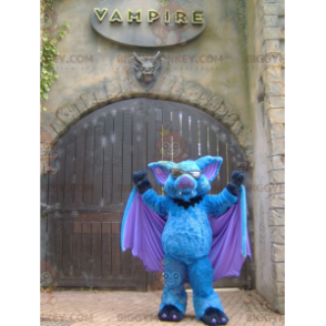 Blue Purple and Black Bat BIGGYMONKEY™ Mascot Costume -