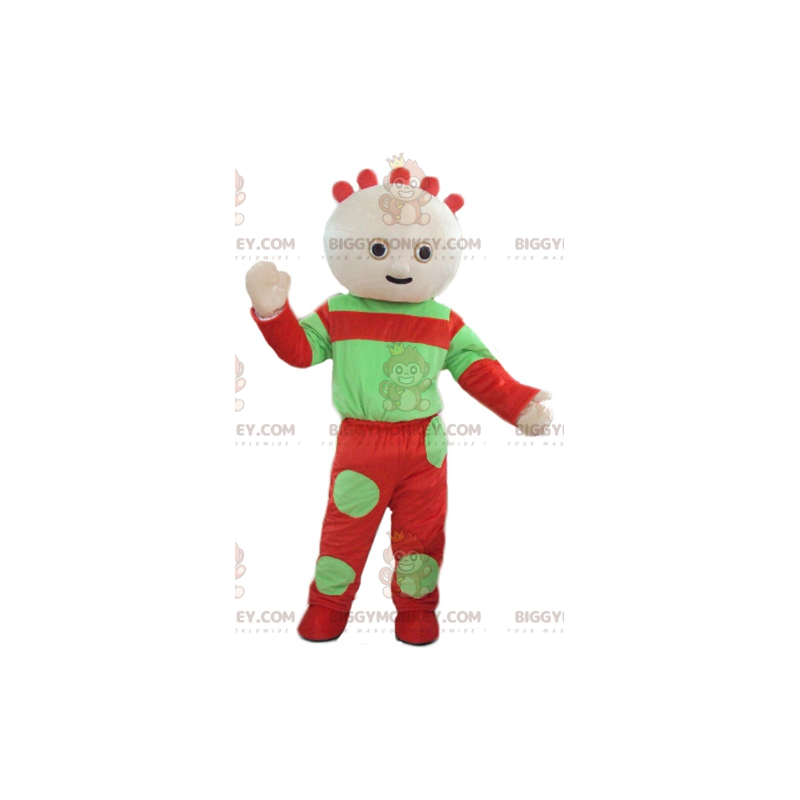 Disfraz de mascota Baby Doll verde y rojo BIGGYMONKEY™ - Mascotas sin clasificar - BIGGYMONKEY_03700 - BiggyMonkey.com