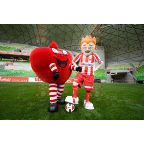 2 mascote do BIGGYMONKEY™ um coração vermelho gigante e um