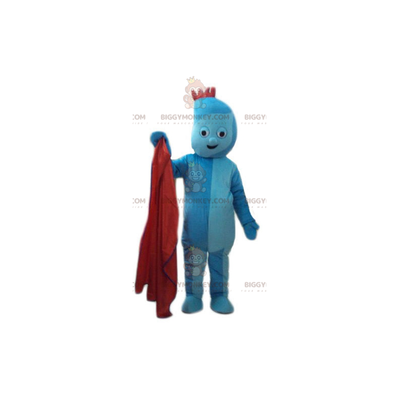 BIGGYMONKEY™ maskottiasu Sininen mies punaisella harjalla - BIGGYMONKEY™ maskottiasu Sininen mies punaisella harjalla -