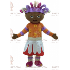 BIGGYMONKEY™ maskottiasu Afrikkalainen tyttö värikkäässä asussa - Poikien ja tyttöjen maskotit - BiggyMonkey.com