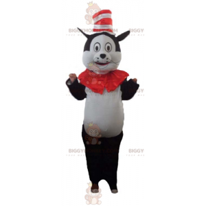 BIGGYMONKEY™ Big Black and White Cat Mascot Costume with Hat -