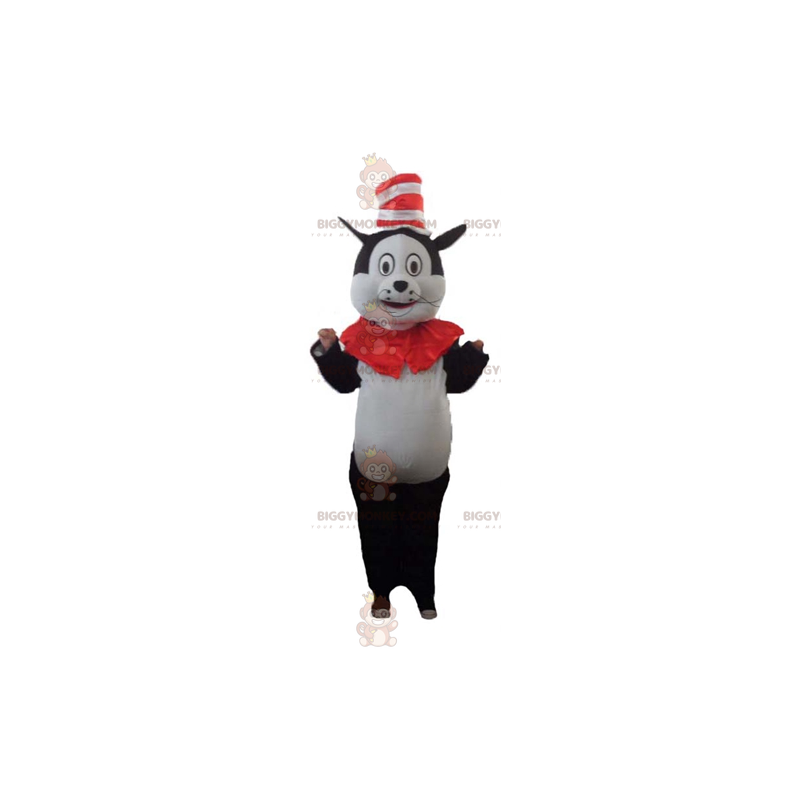 Traje de mascote de gato preto e branco grande BIGGYMONKEY™ com Traje de mascote de gato preto e branco grande BIGGYMONKEY™ com