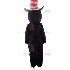 BIGGYMONKEY™ Großes schwarz-weißes Katzenmaskottchen-Kostüm mit