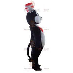 BIGGYMONKEY™ Großes schwarz-weißes Katzenmaskottchen-Kostüm mit