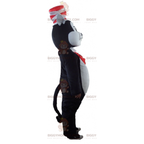 BIGGYMONKEY™ Großes schwarz-weißes Katzenmaskottchen-Kostüm mit
