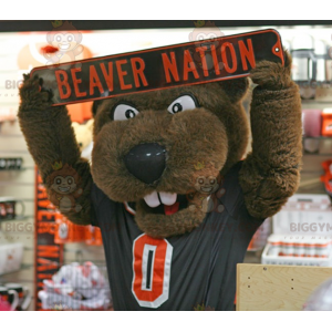BIGGYMONKEY™ Brown Beaver Bear maskottiasu urheiluasuissa -