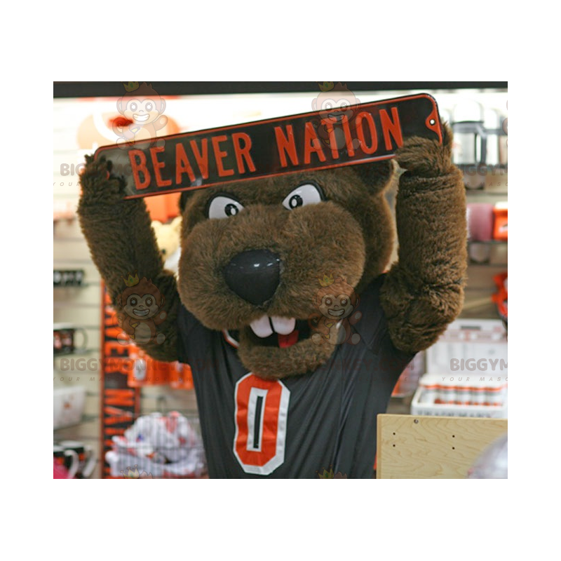 BIGGYMONKEY™ Brown Beaver Bear Mascot Costume In Sportswear - BIGGYMONKEY™ Brown Beaver Bear Mascot Costume In Sportswear -
