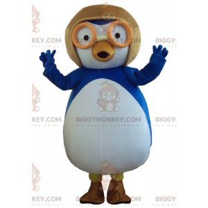 Costume de mascotte BIGGYMONKEY™ de gros oiseau bleu et blanc