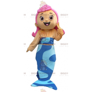 BIGGYMONKEY™ Maskotdräkt av Pretty Blue Mermaid med rosa hår - Oklassificerade maskot - BIGGYMONKEY_03731 - BiggyMonkey.com