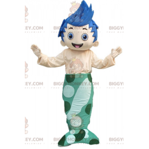 Fantasia de mascote menino sereia de cabelo azul BIGGYMONKEY™ –