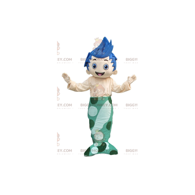 Costume de mascotte BIGGYMONKEY™ de garçon de sirène aux Costume de mascotte BIGGYMONKEY™ de garçon de sirène aux
