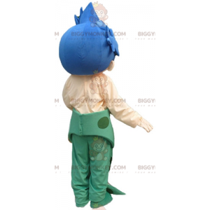 Disfraz de mascota BIGGYMONKEY™ de niño sirena de pelo azul -