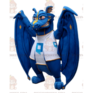 Costume de mascotte BIGGYMONKEY™ de dragon bleu et blanc -