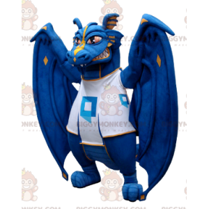 Sinivalkoinen lohikäärme BIGGYMONKEY™ maskottiasu -