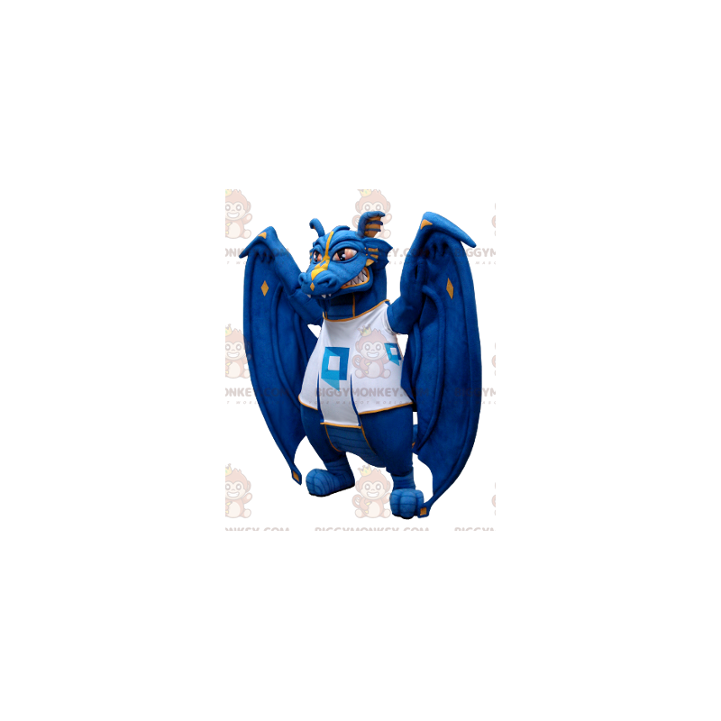 Costume de mascotte BIGGYMONKEY™ de dragon bleu et blanc - Costume de mascotte BIGGYMONKEY™ de dragon bleu et blanc -