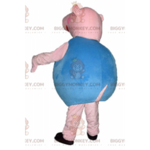 Costume de mascotte BIGGYMONKEY™ de cochon rose et bleu rond et
