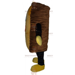 Fantasia de mascote gigante para bolo marrom sorridente