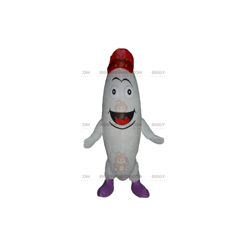 BIGGYMONKEY™ Costume mascotte pupazzo di neve bianco sorridente BIGGYMONKEY™ Costume mascotte pupazzo di neve bianco sorridente