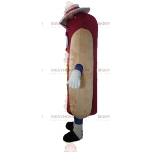 Sød og farverig kæmpe hotdog BIGGYMONKEY™ maskotkostume med hat