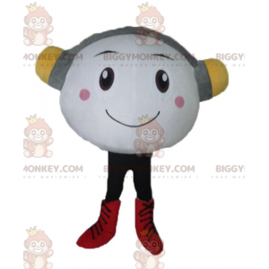 BIGGYMONKEY™ Mascot Costume Very Smiling White Snowman With