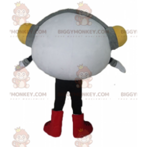 Disfraz de mascota BIGGYMONKEY™ Muñeco de nieve blanco muy sonriente con auriculares - Mascotas humanas - BiggyMonkey.com