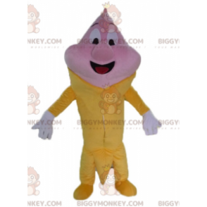 Traje de mascote gigante rosa e amarelo de casquinha de sorvete