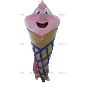 BIGGYMONKEY™ kæmpe brun pink og blå iskegle-maskotkostume -