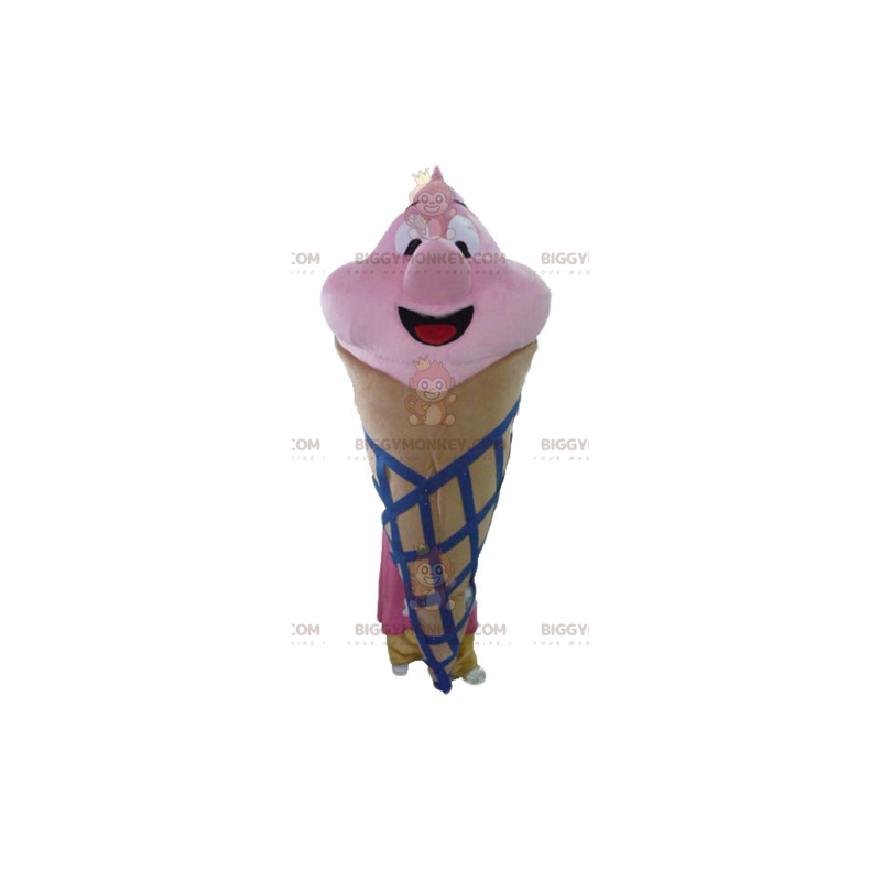 BIGGYMONKEY™ Costume da mascotte cono gelato rosa e blu gigante