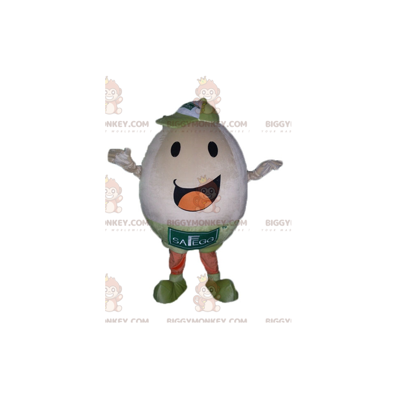 Disfraz de mascota BIGGYMONKEY™ Huevo gigante muy sonriente y Disfraz de mascota BIGGYMONKEY™ Huevo gigante muy sonriente y