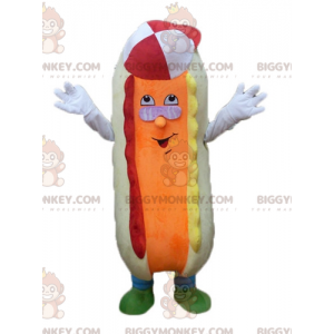 Costume de mascotte BIGGYMONKEY™ de hot-dog beige et orange