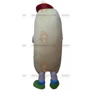 Fato de mascote BIGGYMONKEY™ de cachorro-quente bege e laranja