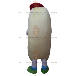 Barevný a vtipný kostým maskota v béžové a oranžové barvě hot dog BIGGYMONKEY™ - Jídlo maskot - BiggyMonkey.com