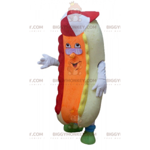 Barevný a vtipný kostým maskota v béžové a oranžové barvě hot dog BIGGYMONKEY™ - Jídlo maskot - BiggyMonkey.com