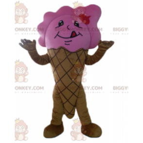 Brown and Pink Giant Ice Cream Cone BIGGYMONKEY™ Mascot Costume