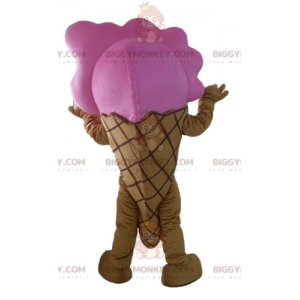 Bruin en roze gigantische ijshoorn BIGGYMONKEY™ mascottekostuum