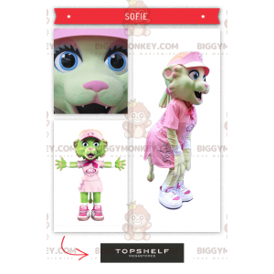 BIGGYMONKEY™ Mascot Costume Cute Cat Dressed In Pink –