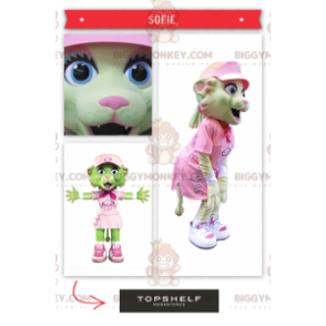 BIGGYMONKEY™ Mascot Costume Cute Cat Dressed In Pink -