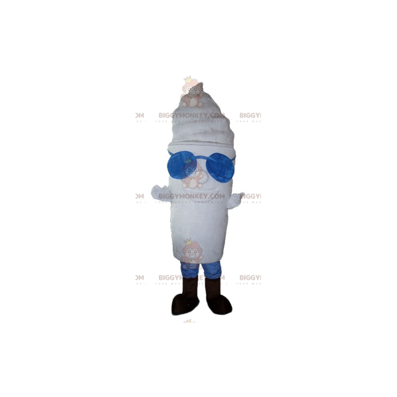 Kæmpe ispotte BIGGYMONKEY™ maskotkostume helt hvidt med briller Kæmpe ispotte BIGGYMONKEY™ maskotkostume helt hvidt med briller