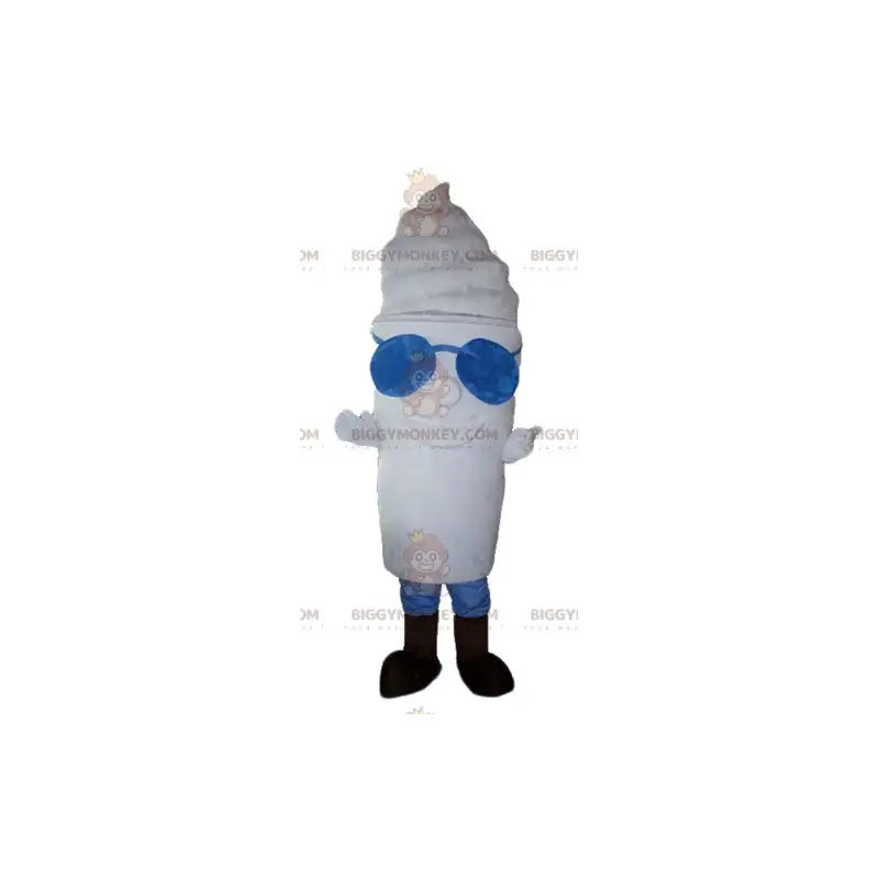 Riesiger Eistopf BIGGYMONKEY™ Maskottchen-Kostüm ganz in Weiß Riesiger Eistopf BIGGYMONKEY™ Maskottchen-Kostüm ganz in Weiß