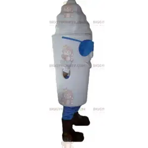 Riesiger Eistopf BIGGYMONKEY™ Maskottchen-Kostüm ganz in Weiß